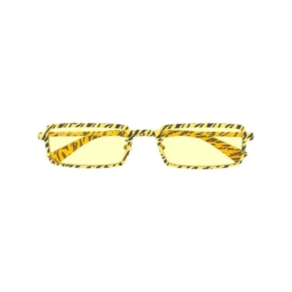Balenciaga Rectangular Sunglasses in Yellow Black Zebra Striped
